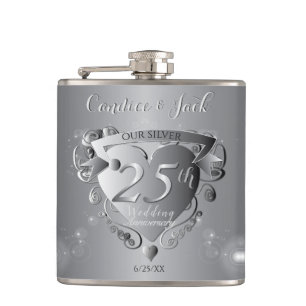 Petaca 25° Aniversario Boda de Silvery Heart