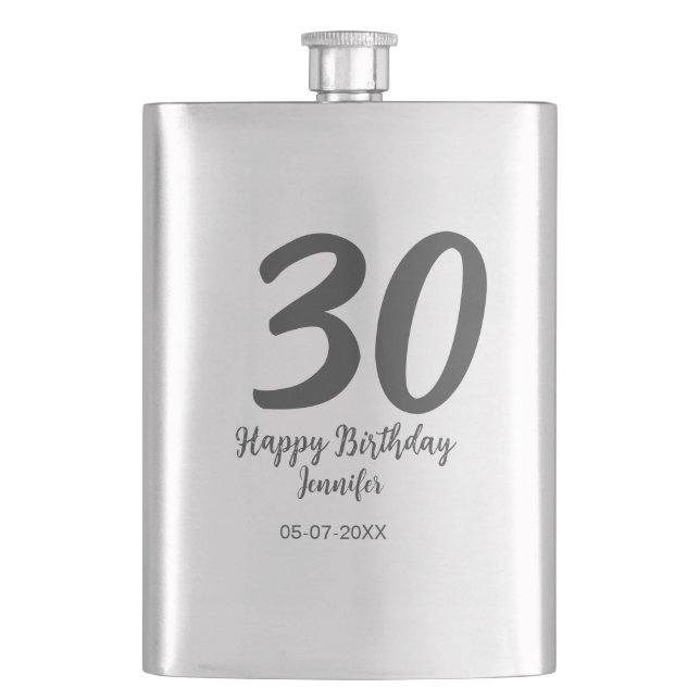 Petaca 30.ª fecha de adición de cumpleaños año plantilla  (Anverso)