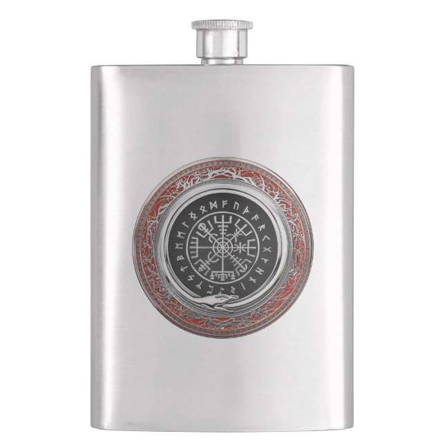 Petaca [400] Vegvisir - Viking Silver Magic Runic Compass (Anverso)