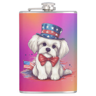 Petaca 4 de Julio Perro Cachorro Blanco Lindo-43568