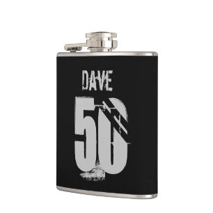 Petaca 50.º cumpleaños Nombre negro negrita Personalizado