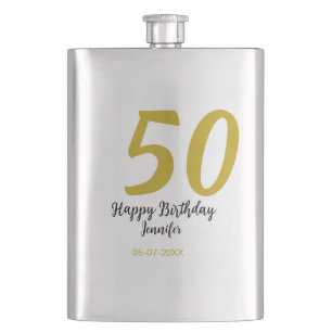 Petaca 50 cumpleaños añadir nombre fecha año negro planti