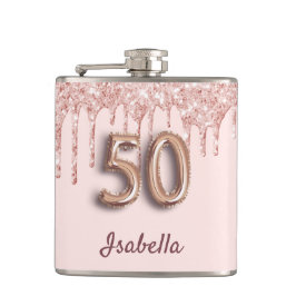 Petaca 50 rosa de cumpleaños amigos de lujo