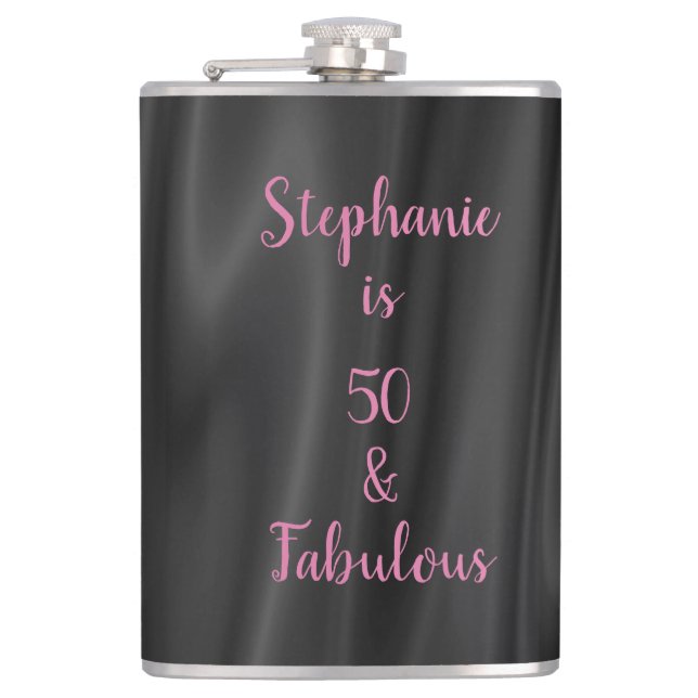 Petaca 50 y fabuloso estilo satinado elegante negro y ros (Anverso)