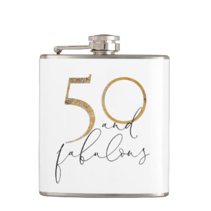 Petaca 50 y fabuloso oro negro y blanco 50 cumpleaños