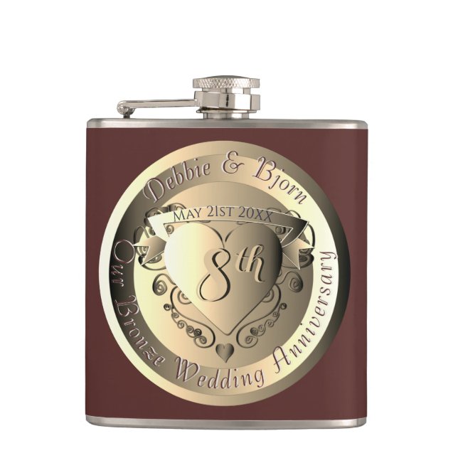 Petaca 8.ª medalla del aniversario del Boda de Bronce (Anverso)