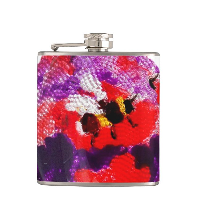 Petaca Abeja morada y flor roja (Anverso)