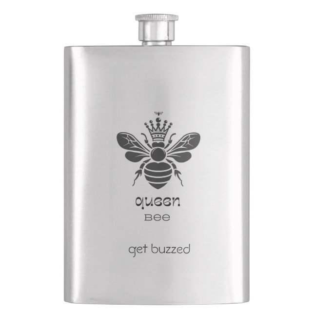 Petaca Abeja Reina "Stay Buzzed" Acero Inoxidable (Anverso)