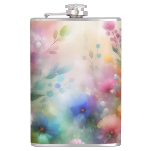 Petaca Abstract Watercolor Florals Flask (Anverso)