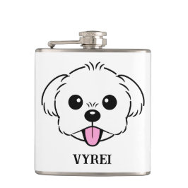 Petaca Aburrido perro de la frívola de Bichon blanco pega