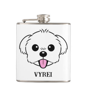 Petaca Aburrido perro de la frívola de Bichon blanco pega