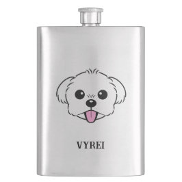 Petaca Aburrido perro de la frívola de Bichon blanco pega