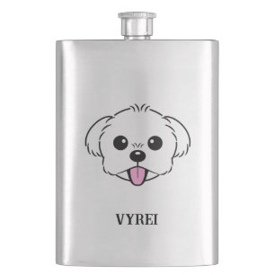 Petaca Aburrido perro de la frívola de Bichon blanco pega