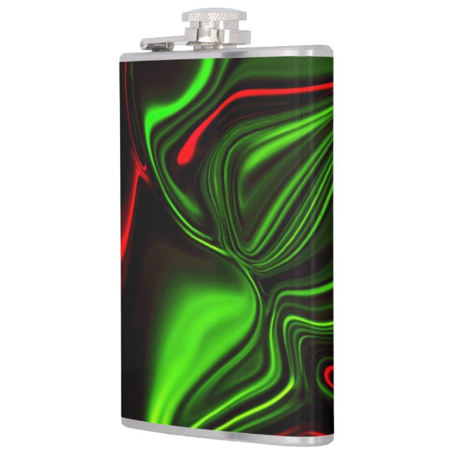 Petaca Acos curvos verdes y rojos sobre fondo verde oscur (Izquierda)