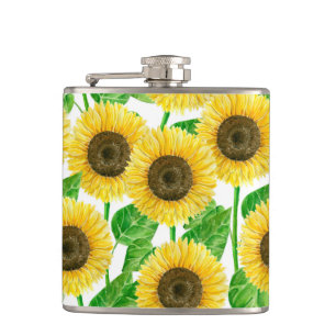 Petaca acuarela de girasoles