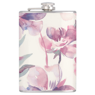 Petaca acuarela de peonies: fondo floral sin fisuras.