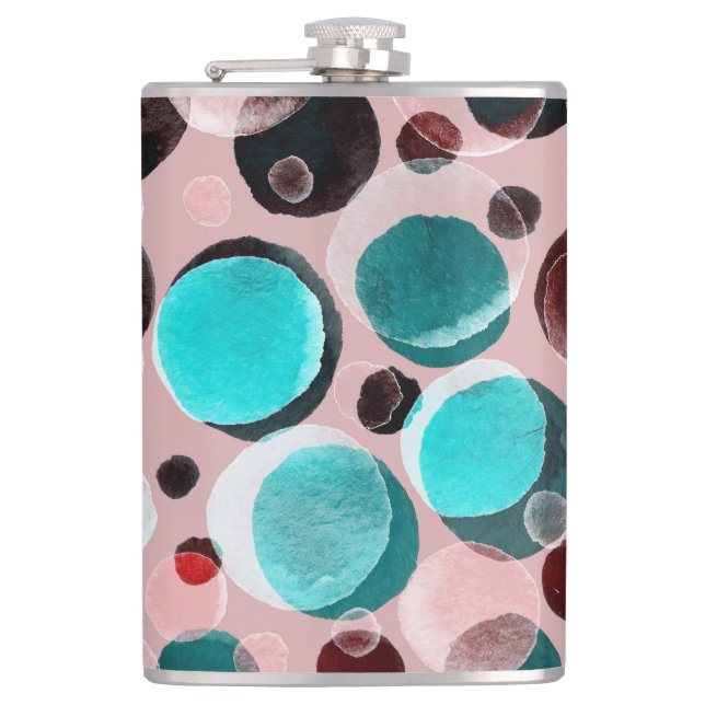 Petaca acuarela de puntos polka, patrón abstracto. (Anverso)