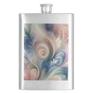 Petaca Acuarela Fantasía Pastel Floral Azul & Crema