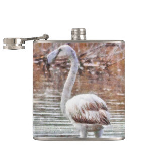 Petaca Acuarela Flamingo Exótico
