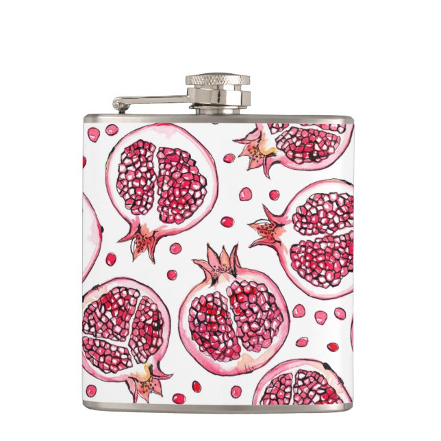 Petaca acuarela granada y patrón de tinta (Anverso)