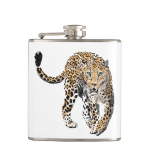 Petaca acuarela leopardo gato de la selva animal pintado