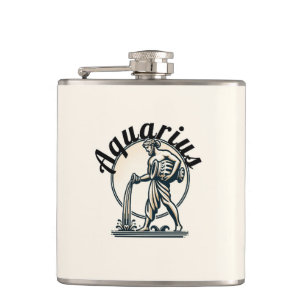 Petaca Acuario el Portador de Agua Zodiaco Vintage