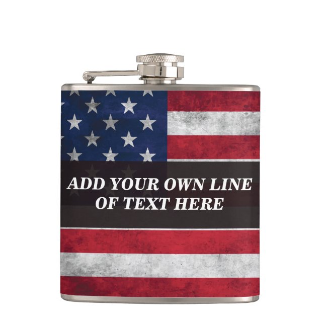Petaca Add your text on American flag  (Anverso)