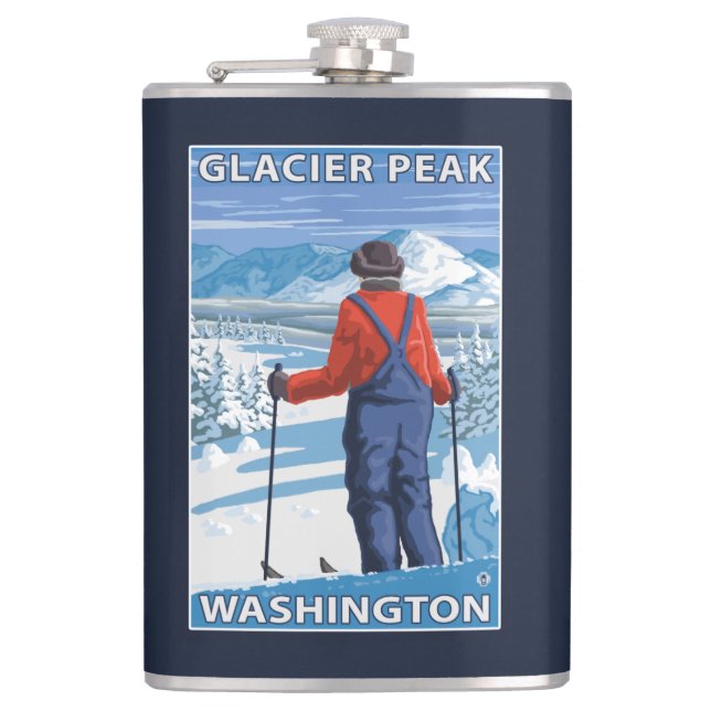 Petaca Admiración del esquiador - pico del glaciar, (Anverso)