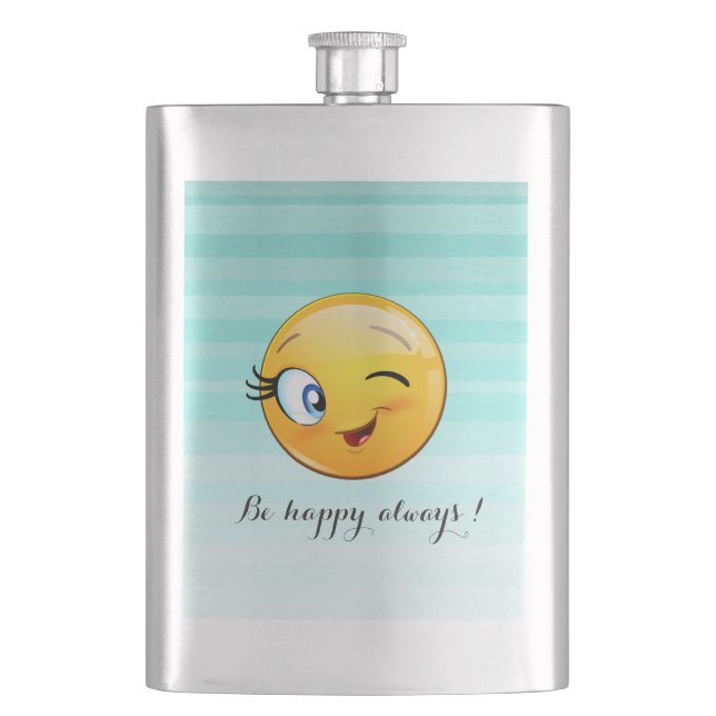 Petaca Adorable Emoji Winking Face-Be feliz siempre (Anverso)