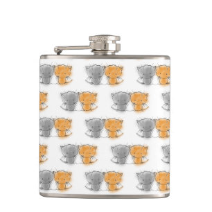 Petaca Adorables gatitos caprichosos naranja y gris