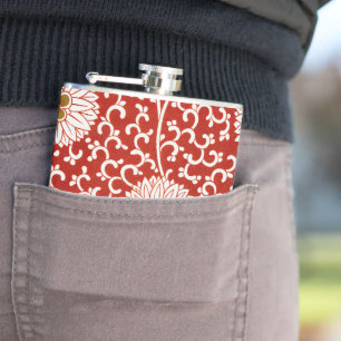 Petaca Adorno chino rojo blanco floral de Owen Jones