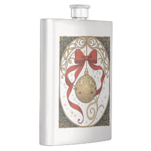 Petaca Adorno de Navidad y Cinta Roja Art Nouveau