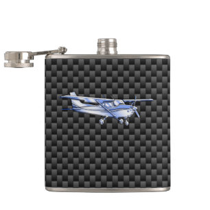 Petaca Aeronaves cromadas como Cessna Black Carbon Fibra