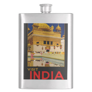 Petaca Afiche de viaje de India arte indio vintage