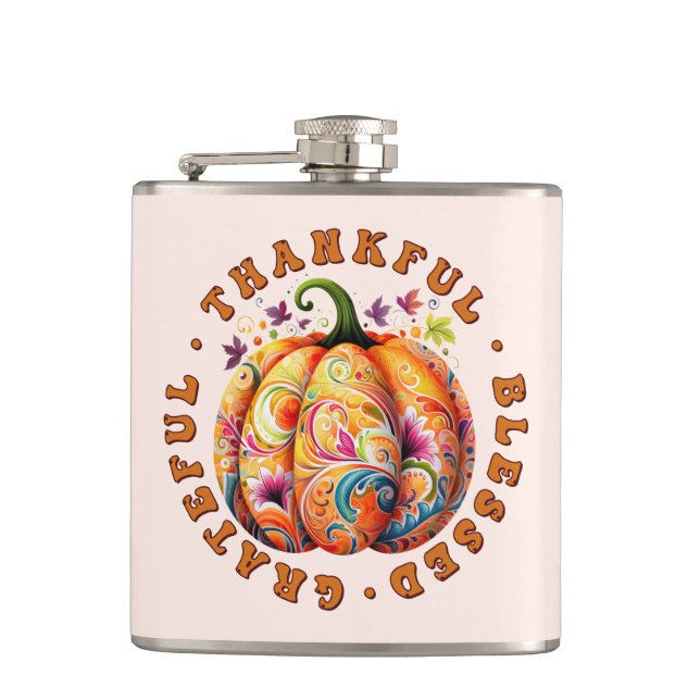 Petaca Afortunada, bendecida calabaza floral (Anverso)