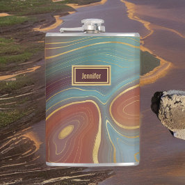 Petaca Agate Marble Strata - Burgundy Rusty Aqua