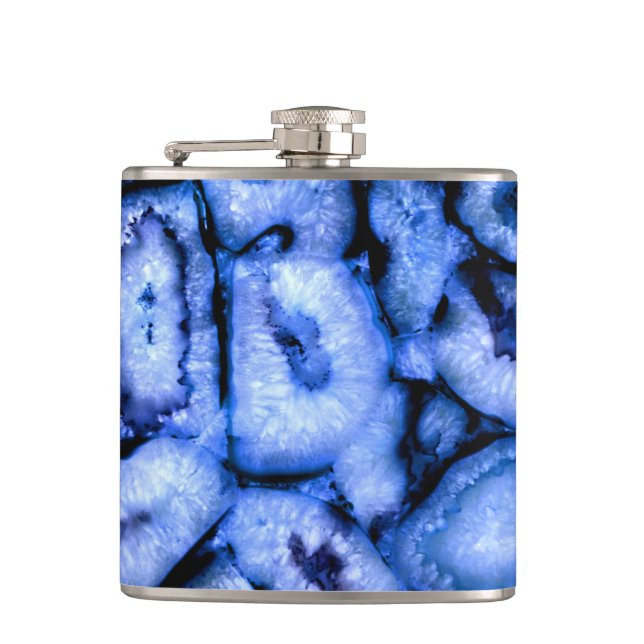 Petaca Agato de cuarzo azul, geodos azules, patrón abstra (Anverso)