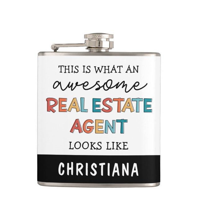 Petaca Agente inmobiliario personalizado Gracioso Realtor (Anverso)