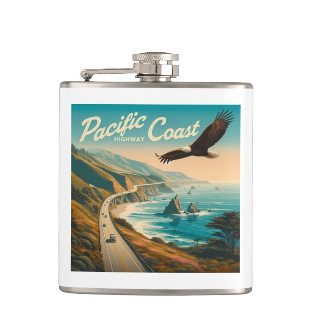 Petaca Águila de la autopista de la costa del Pacífico (Anverso)
