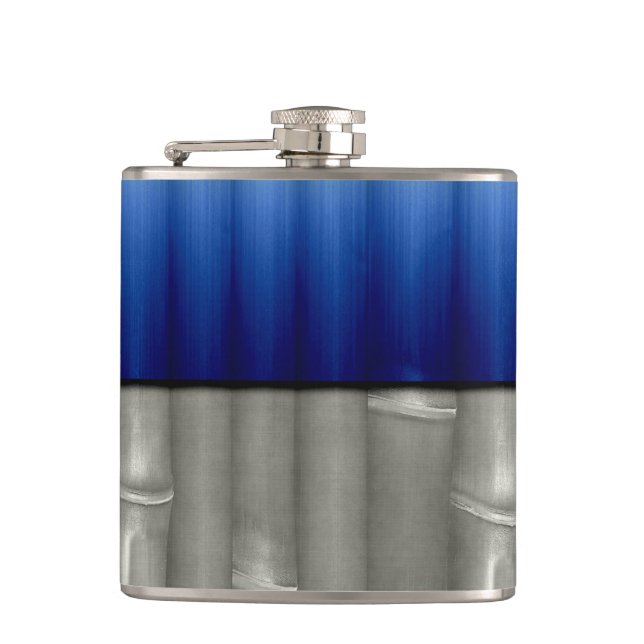 Petaca Agujero Metalizado de acero metálico de bambú (Anverso)