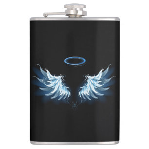Petaca Alas del Ángel Azul brillante sobre fondo negro