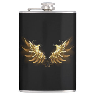 Petaca Alas del Ángel de Oro sobre fondo negro