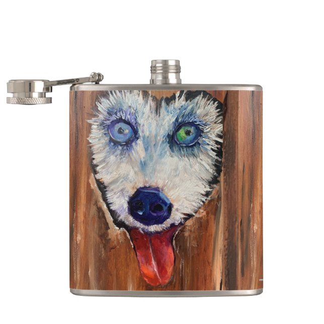 Petaca Alaskan Husky Sleddog Flask (Abierto)