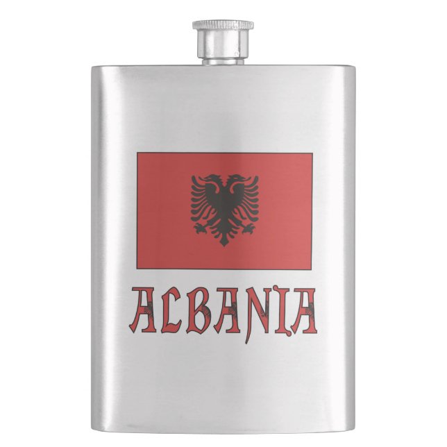 Petaca Albania y Bandera Albanesa (Anverso)