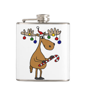 Petaca Alces divertidos del navidad con los ornamentos