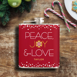 Petaca Alegría de Paz Roja Navidad Amor Moderna Negrita C