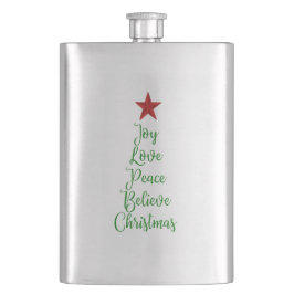 Petaca Alegría paz creer árbol de Navidad con rojo