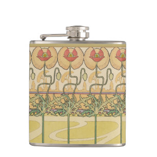 Petaca Alfonse Mucha Amapolas Papel Pintado Floral Art No