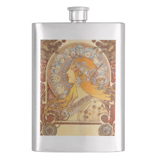 Petaca Alfonse Mucha Zodiaco Arte Nuevo Mujer