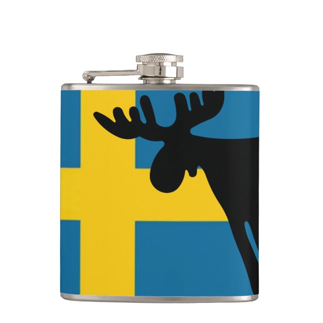 Petaca Älg / Moose med Svenska flaggan (Anverso)